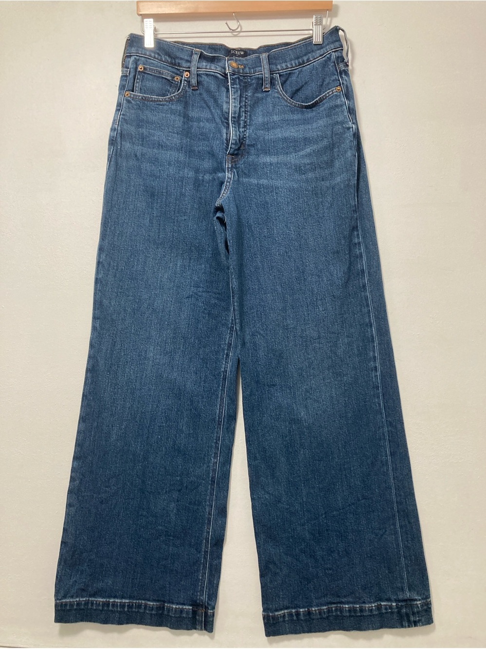 J. Crew Factory 0Wide Leg Jean In All Day Stretch High Rise Blue Size 30